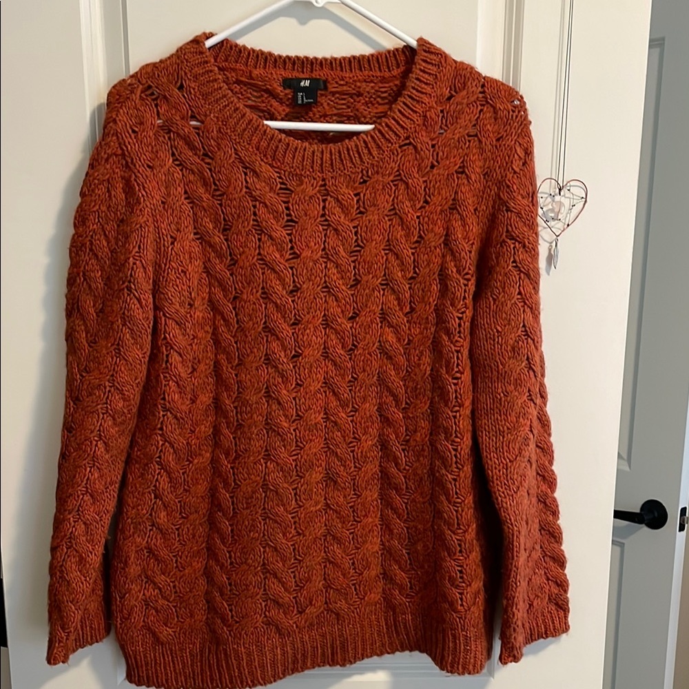 Women's Cable Knit Sweater - Rust